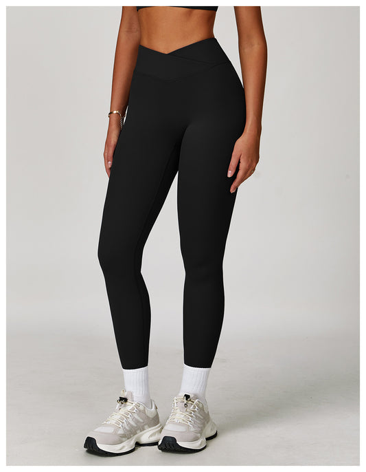 Nude Feel Yoga Pants Cross High Waist Tight Casual Trousers Running Sports Fitness Yoga Pants Yoga Pants - Iyanka