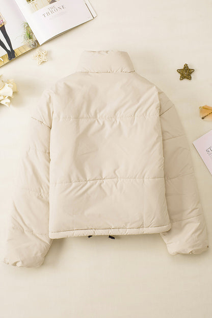 Casual All Matching Solid Color Warm Keeping Cotton Padded Coat Women Winter Stand Collar Thick Zipper Jacket Women - Iyanka