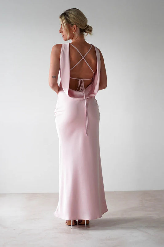 Summer Solid Color Slim Fit Elegant Sleeveless Retro Crew Neck A line Lace up Dress