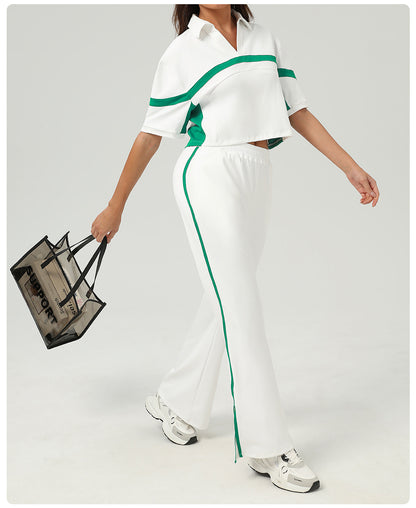 Tennis Sports Two Piece Sets Contrast Color Golf Apparel Suit Loose Casual Running Fitness Clothes - Iyanka