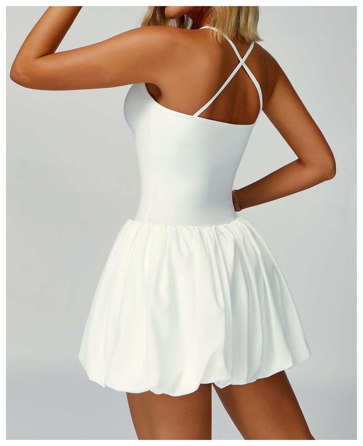 Cross Back Tennis Dress Nude Feel Anti Exposure Exercise Dress Outdoor Casual Running Sports Dress - Iyanka