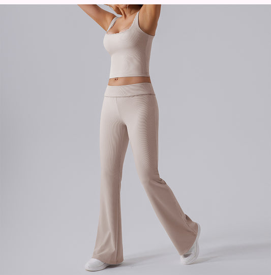 High Waist Tight Yoga Bell Bottom Pants Wide Leg Outerwear Bell-Bottom Pants Women Hip Lifting Casual Fitness Running Workout Pants - Iyanka