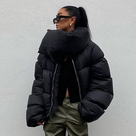 Women Wear Winter Thick Snap on Scarf Coat Warm Keeping Cotton Clothing Bread Coat - Iyanka