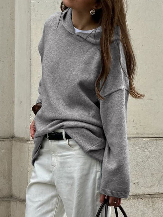 Casual Minimalist Long Sleeve Hooded Sweater Woolen - Iyanka