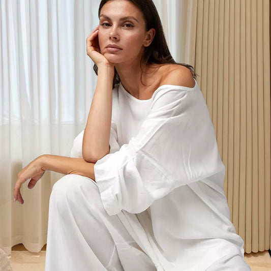 Fall Arrival Loose Casual Simple Homewear Modal Long Sleeved Trousers Women Pajamas - Iyanka