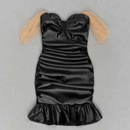 Dress Summer Simple Sexy Tube Top Backless Slim Fit Patchwork Short Dress Women - Iyanka