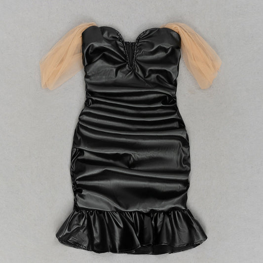 Dress Summer Simple Sexy Tube Top Backless Slim Fit Patchwork Short Dress Women - Iyanka