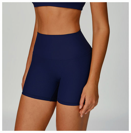 Threaded Tight Yoga Shorts High Waist Hip Lift High Intensity Sports Workout Clothes Outdoor Running Shorts - Iyanka