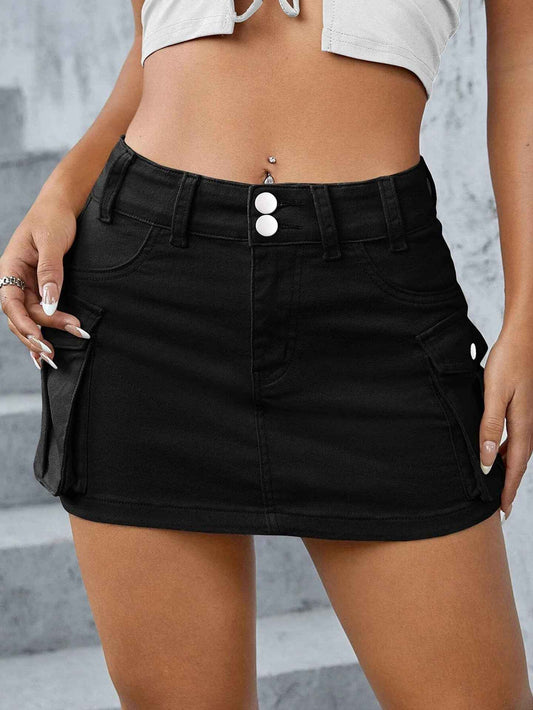 Autumn Street Solid Color Low Waist Slim Fit Package Hip Skirt Women