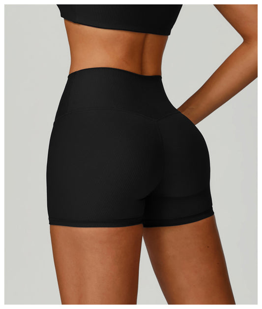 Threaded Tight Yoga Shorts High Waist Hip Lift High Intensity Sports Workout Clothes Outdoor Running Shorts - Iyanka
