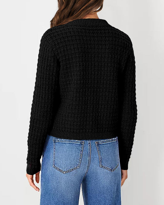 Fall Women Clothing Solid Color Office Knitted Cardigan Casual Sweater Coat - Iyanka