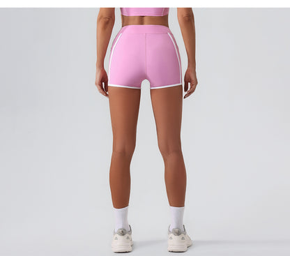 Women Yoga Shorts Pocket Nude Feel High Waist Tight Sports Pants Running Fitness Outer Shorts - Iyanka