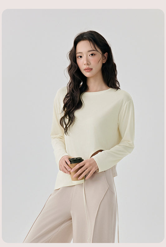 Casual Loose High-Grade Yoga Clothes Blouse Women Side Drawstring Workout Blouse Thin Breathable Sportswear Long Sleeve - Iyanka