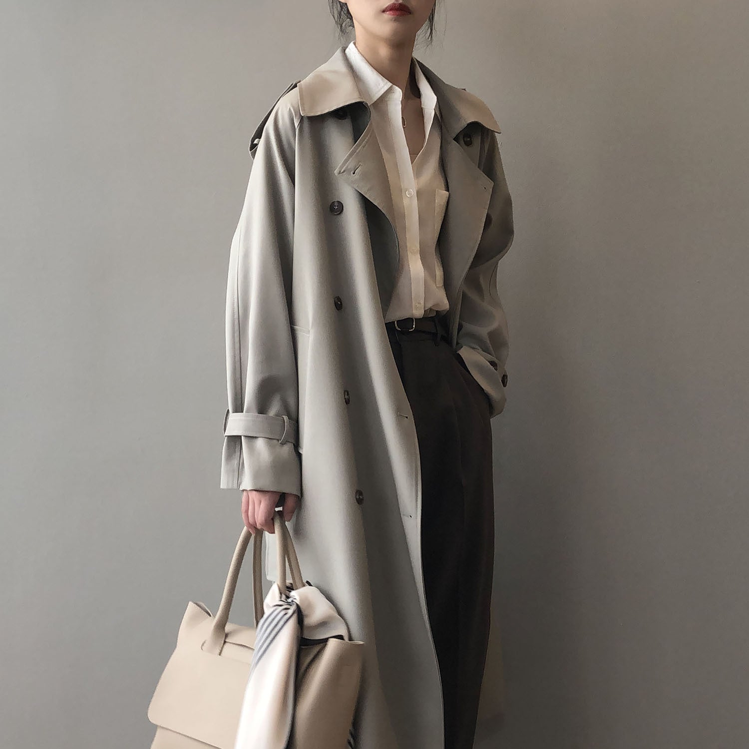 Long Trench Coat for Women Autumn Korean Elegant Loose Waist Tight Slimming Casual Coat for Women - Iyanka