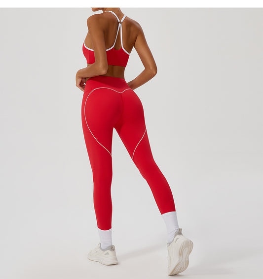 Cross Adjustable Shoulder Strap Yoga Bra Outer Wear with Chest Pad Workout Exercise Underwear Contrast Color Yoga Clothes - Iyanka