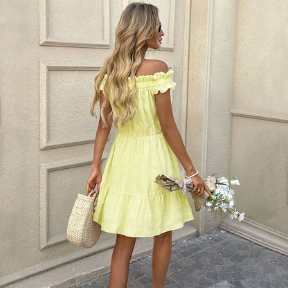 Women Clothing Gentle off Neck Dress Summer Younger Sweet Dress