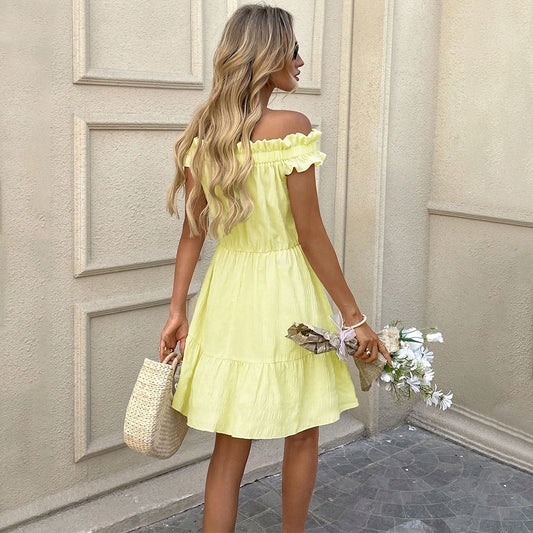 Women Clothing Gentle off Neck Dress Summer Younger Sweet Dress