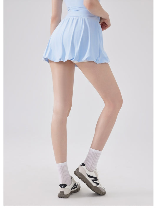 Nude Feel Girl Tennis Skirt High Waist Anti Exposure Bottom Breathable Pocket Puffy Running Sports Skirt - Iyanka