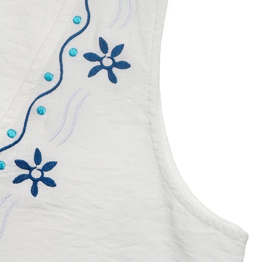 Ethnic Holiday Women Clothing Summer Casual Embroidery Cardigan Sleeveless Tank Top Shorts Two Piece Sets - Iyanka