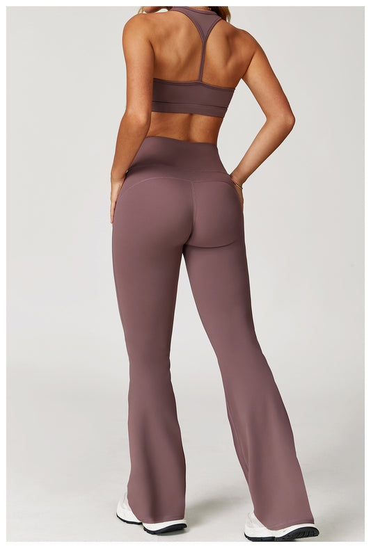 Nude Feel Casual Flared Pants Wide Leg Slimming Bootcut Pants Outdoor Running Exercise Workout Pants - Iyanka