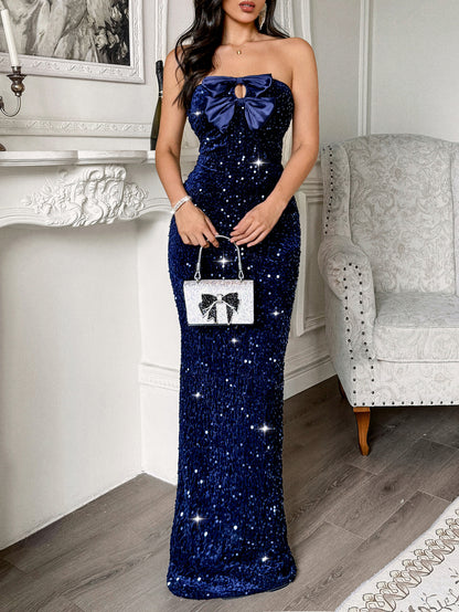 Women Elegant Evening Dress Tube Top Sexy Maxi Dress - Iyanka