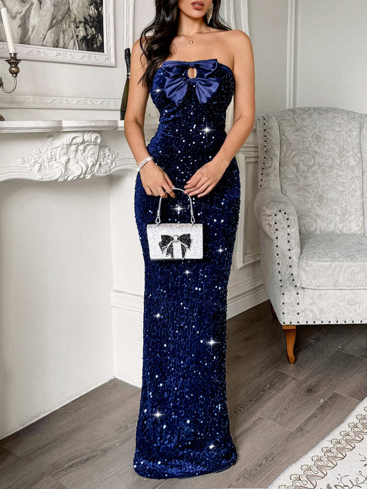 Women Elegant Evening Dress Tube Top Sexy Maxi Dress - Iyanka