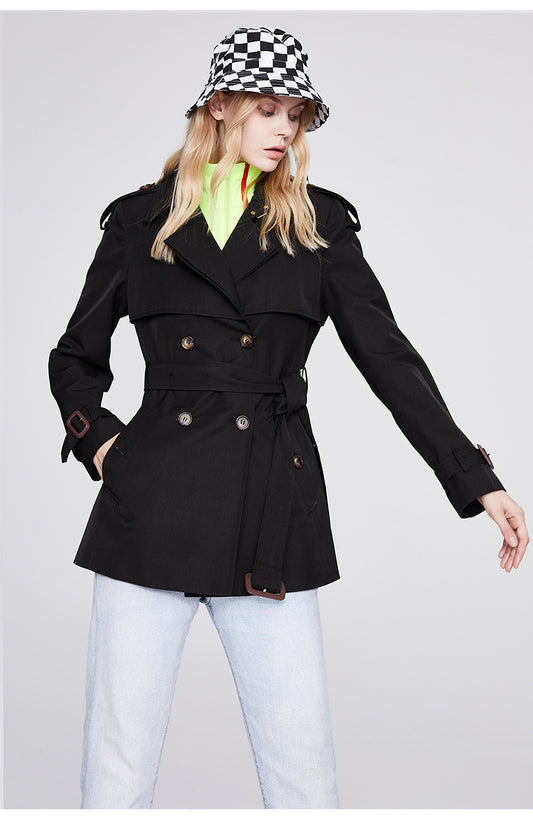 Trench Coat for Women Autumn Winter Women Overcoat Double Breasted Short Coat for Women - Iyanka
