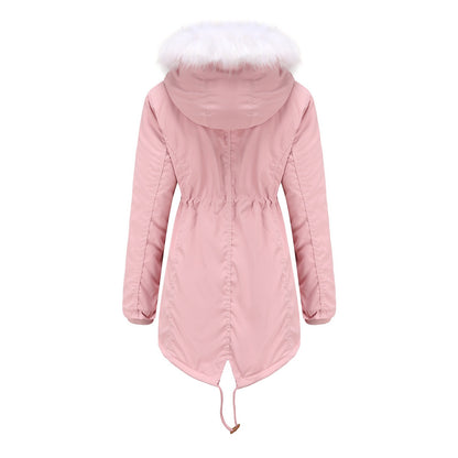 Parka Women Plus Size Mid-Length Fleece Lined Coat Women Warm with Fur Collar Loose Winter Coat Plus Size - Iyanka