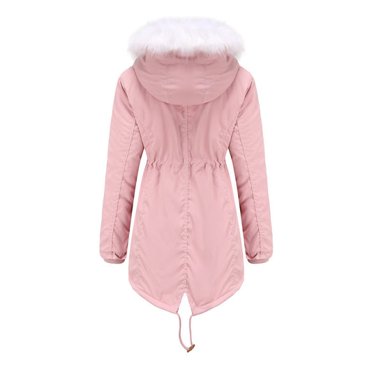 Parka Women Plus Size Mid-Length Fleece Lined Coat Women Warm with Fur Collar Loose Winter Coat Plus Size - Iyanka