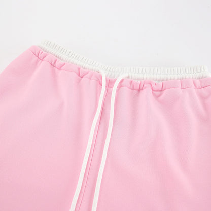 Waist Head Contrast Color Lace up Low Waist Sports Pants Autumn Winter Trousers - Iyanka