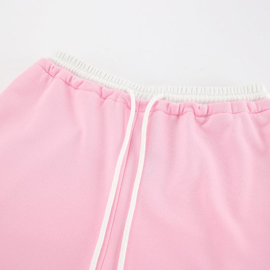 Waist Head Contrast Color Lace up Low Waist Sports Pants Autumn Winter Trousers - Iyanka