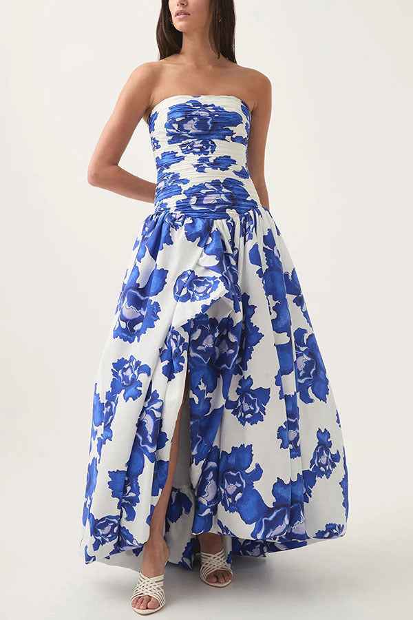 French Socialite Dress Tube Top High Waist Pleated Design Pettiskirt Women Dress