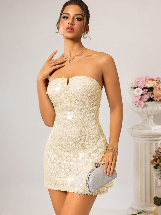 Women Clothing Party Dress Sexy Backless Sequin Dress - Iyanka