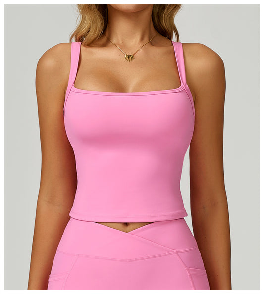 Double-Shoulder Strap Yoga Vest Nude Feel Beauty Back Slim Fit Sports Vest Outdoor Running Sports Workout Clothes - Iyanka