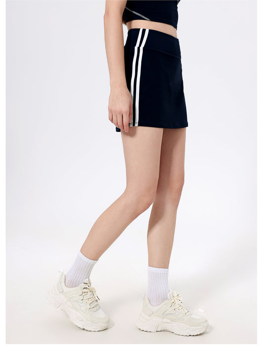 Contrast Color High Waist Running Sports Short Skirt Women Faux Two Piece Anti Exposure Badminton Tennis Skirt Fitness Pants Yoga Skirt - Iyanka