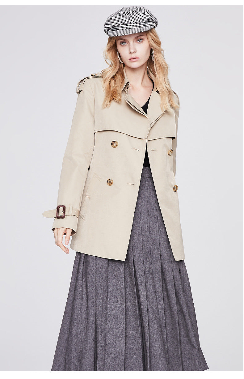 Trench Coat for Women Autumn Winter Women Overcoat Double Breasted Short Coat for Women - Iyanka