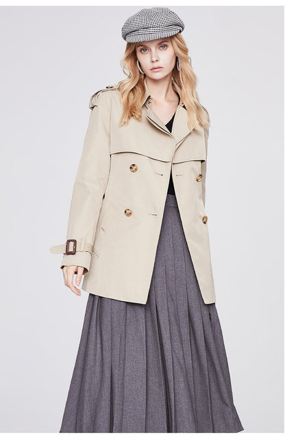 Trench Coat for Women Autumn Winter Women Overcoat Double Breasted Short Coat for Women - Iyanka