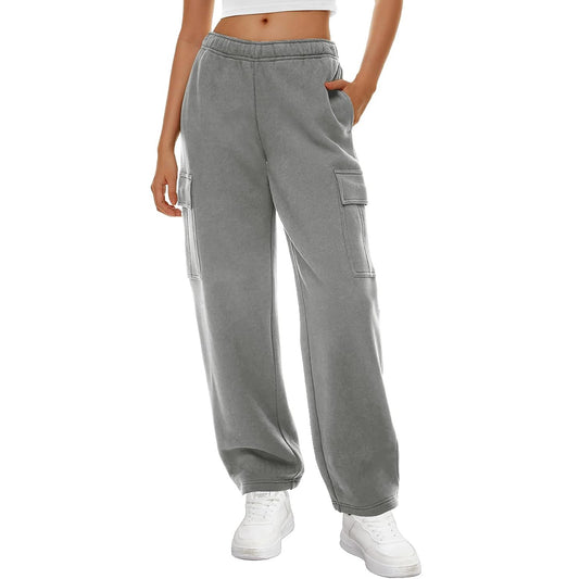 Autumn Winter Women Wide Leg Sweatpants Elastic Waist Loose Casual Workwear Trousers - Iyanka