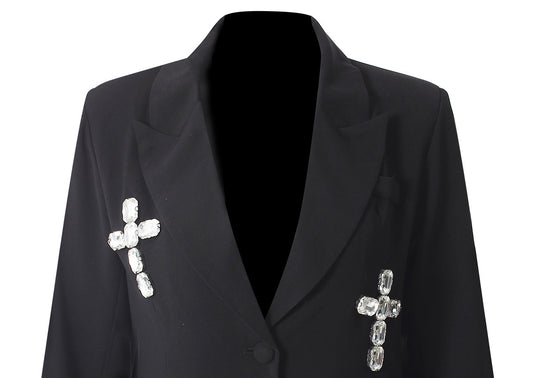 Special Interest Design High Grade European Crystal Rhinestone Beaded Adult Women Loose Blazer - Iyanka