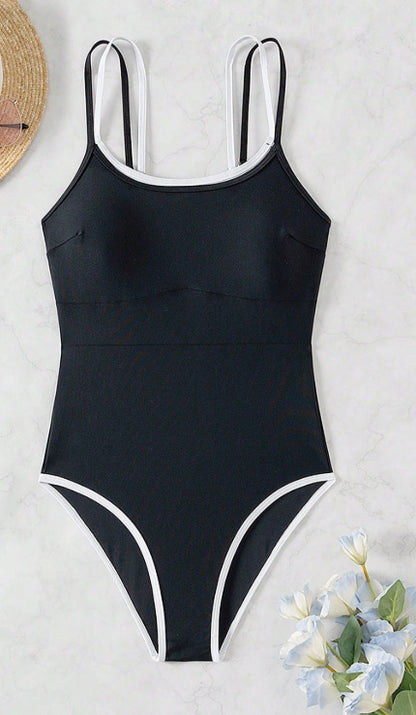 Sexy Women One Piece Swimsuit Solid Color Fabric Summer Beach Swimwear - Iyanka