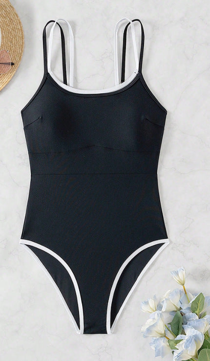 Sexy Women One Piece Swimsuit Solid Color Fabric Summer Beach Swimwear - Iyanka
