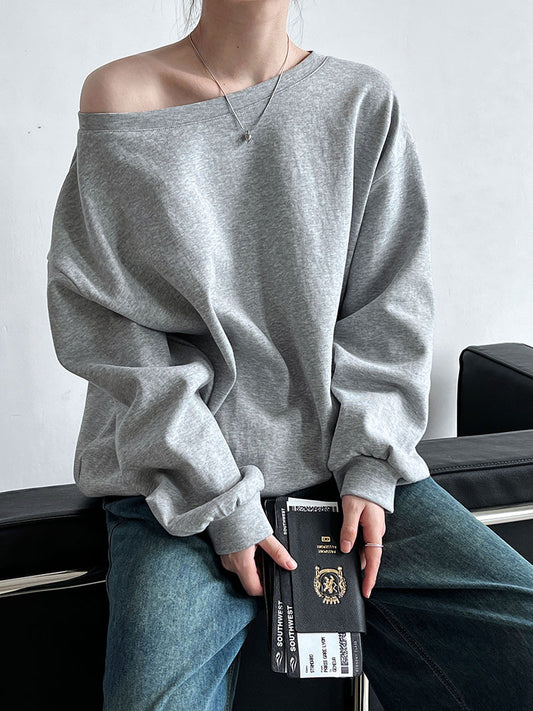Loose off Shoulder Sweater Women Spring Loose Lazy off Shoulder off Shoulder Top - Iyanka