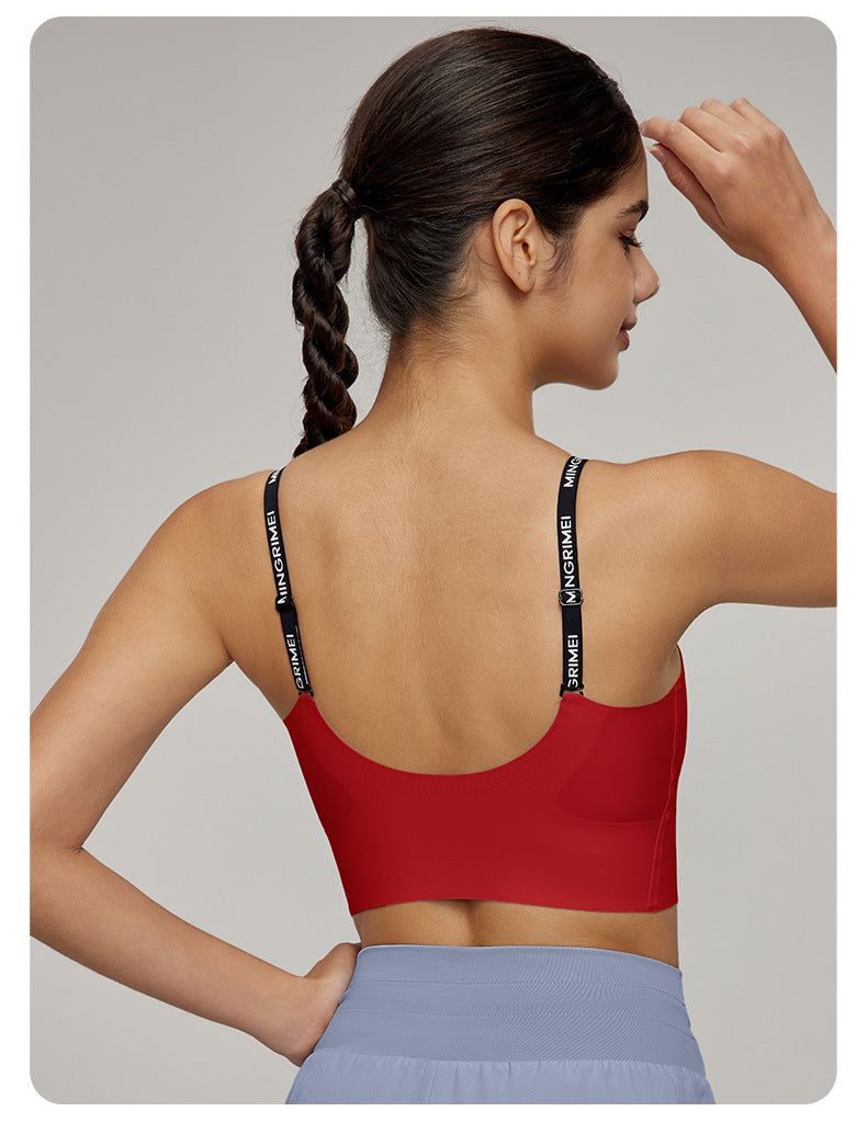 Medium Tenacity Sports Underwear Women One Piece Fixed Cup Yoga Bra Sports Running Workout Beauty Back Bra - Iyanka