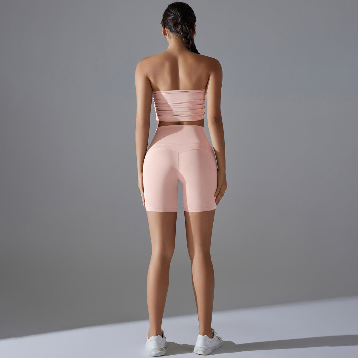 Celebrity One Piece Pleated Tube Top High Waist Hip Lift Zero Sense Wear Free Underwear Sports Shorts Fitness Yoga Set Women - Iyanka