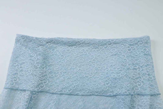 Women’s Summer Slim Fit Off-Shoulder Lace Sheer Long Sleeve Top
