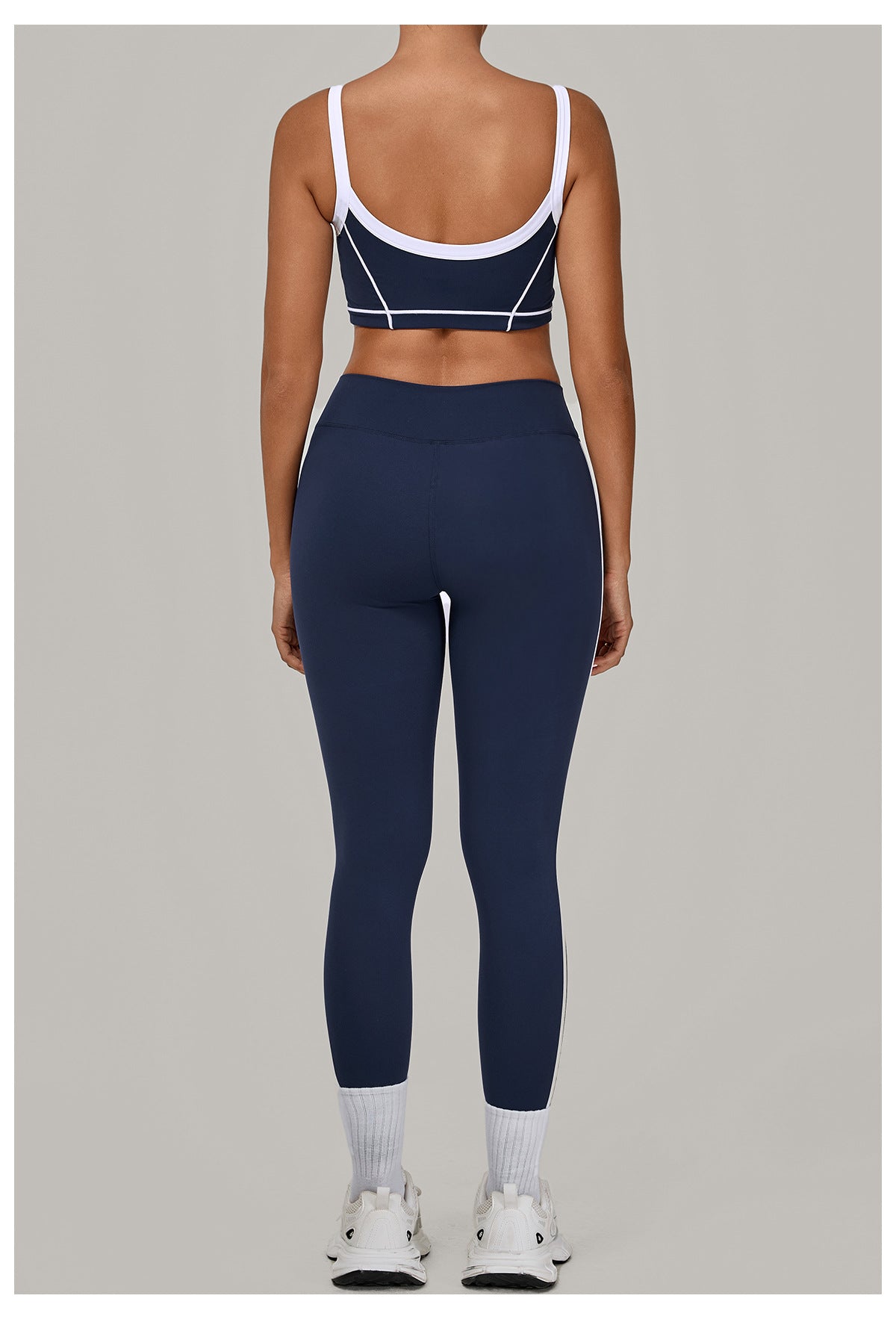 Autumn Sand Color Contrast Patchwork Yoga Suit Skinny Slimming Outdoor Sports Running Fitness Two Piece Sets - Iyanka