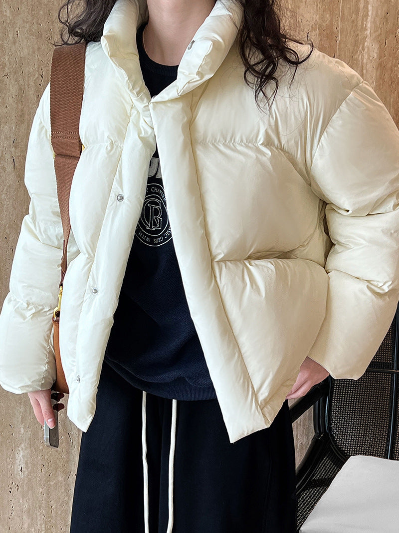 National Standard 90 White Duck down Short down Jacket Women Japanese All Matching Thickened Puffer Jacket - Iyanka