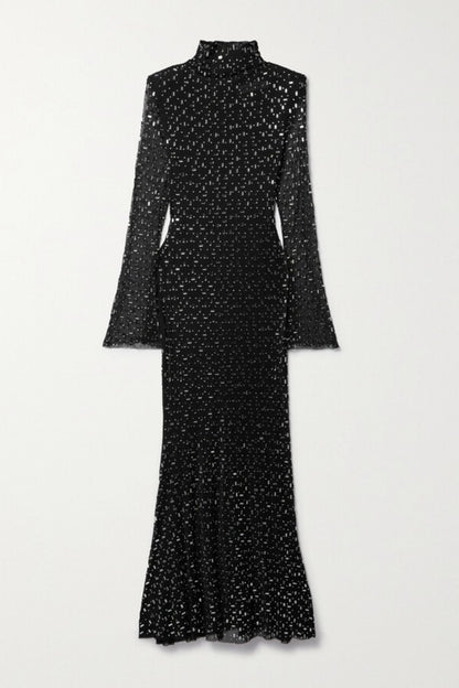 Arrival Black Dress Sexy Strap Rhinestone Tight Long Sleeve Dress