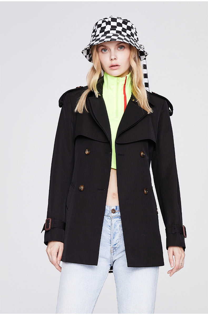 Trench Coat for Women Autumn Winter Women Overcoat Double Breasted Short Coat for Women - Iyanka