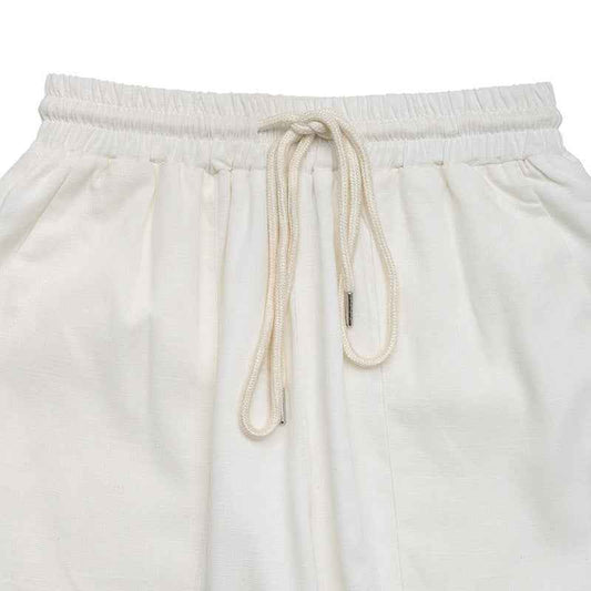 Women’s Summer Elegant White Lace-Up High Waist Trousers